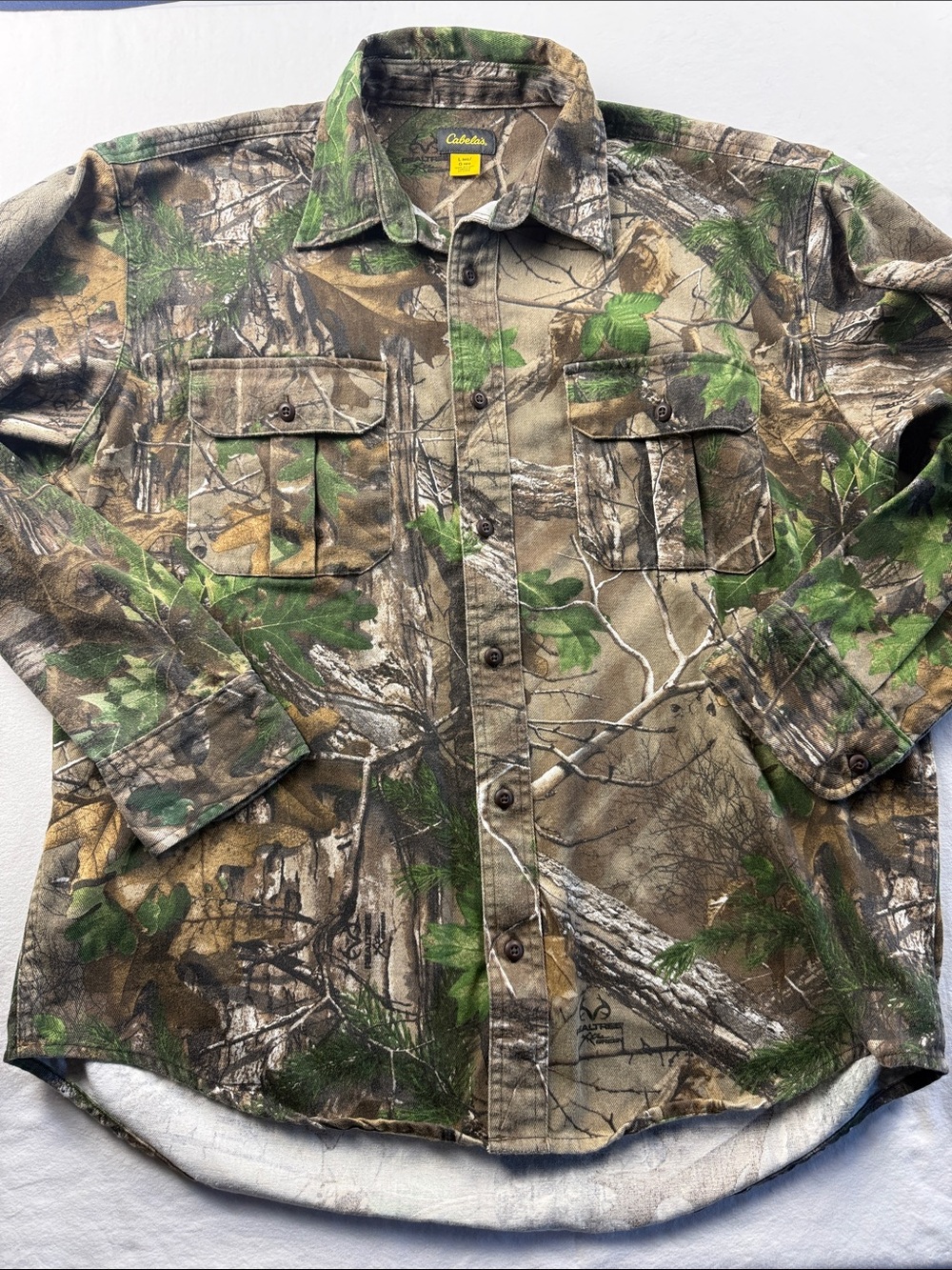 Cabela's Men's Green and Brown Camo Shirt Jacket sz L